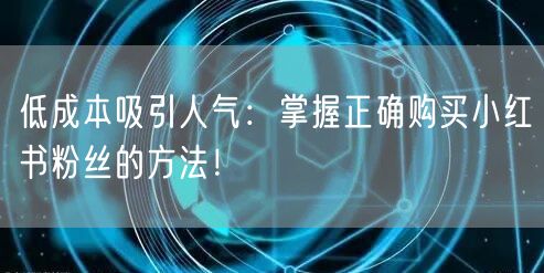低成本吸引人气：掌握正确购买小红书粉丝的方法！