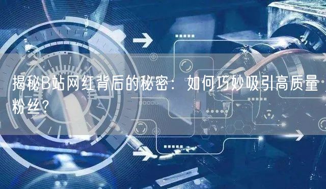 揭秘B站网红背后的秘密：如何巧妙吸引高质量粉丝？