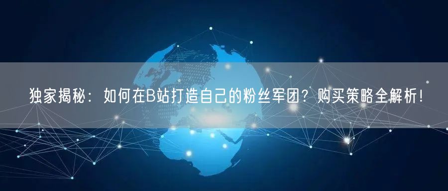 独家揭秘：如何在B站打造自己的粉丝军团？购买策略全解析！