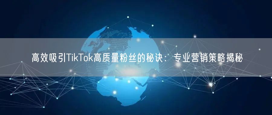 高效吸引TikTok高质量粉丝的秘诀：专业营销策略揭秘
