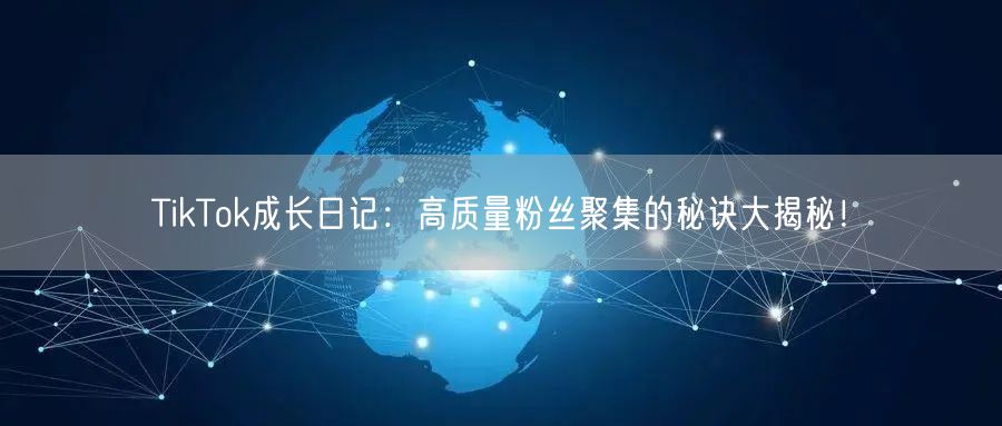 TikTok成长日记：高质量粉丝聚集的秘诀大揭秘！