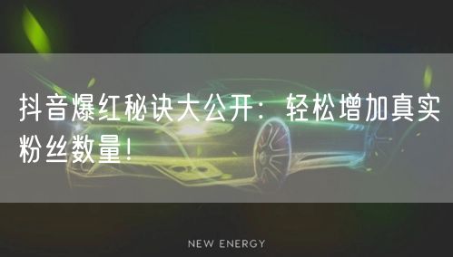 抖音爆红秘诀大公开：轻松增加真实粉丝数量！