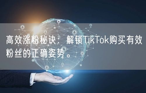 高效涨粉秘诀：解锁TikTok购买有效粉丝的正确姿势。