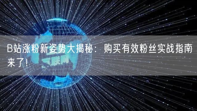B站涨粉新姿势大揭秘：购买有效粉丝实战指南来了！