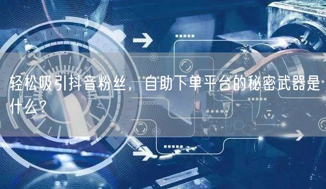 轻松吸引抖音粉丝，自助下单平台的秘密武器是什么？