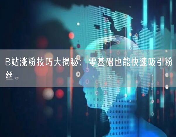 B站涨粉技巧大揭秘：零基础也能快速吸引粉丝。