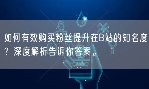 如何有效购买粉丝提升在B站的知名度？深度解析告诉你答案。
