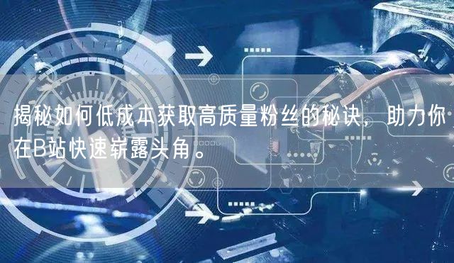 揭秘如何低成本获取高质量粉丝的秘诀，助力你在B站快速崭露头角。