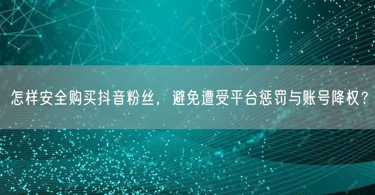 怎样安全购买抖音粉丝，避免遭受平台惩罚与账号降权？