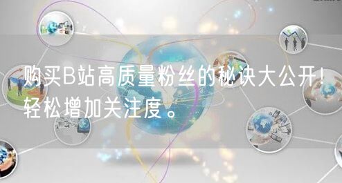 购买B站高质量粉丝的秘诀大公开！轻松增加关注度。