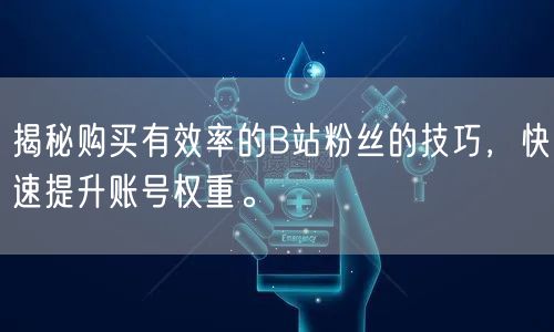 揭秘购买有效率的B站粉丝的技巧，快速提升账号权重。