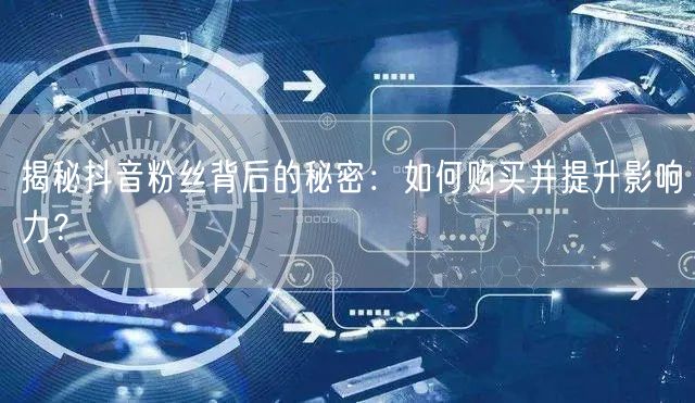 揭秘抖音粉丝背后的秘密：如何购买并提升影响力？