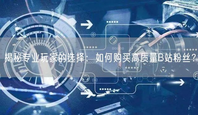 揭秘专业玩家的选择：如何购买高质量B站粉丝？