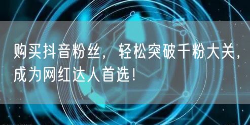 购买抖音粉丝，轻松突破千粉大关，成为网红达人首选！