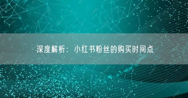 深度解析：小红书粉丝的购买时间点