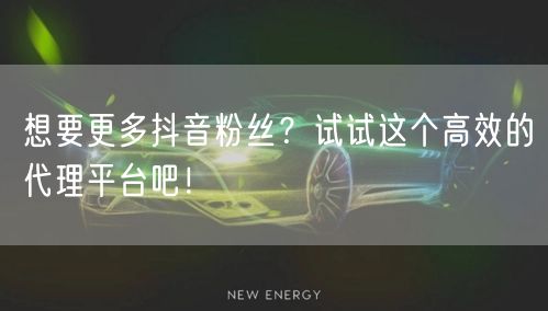 想要更多抖音粉丝？试试这个高效的代理平台吧！