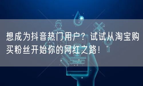 想成为抖音热门用户？试试从淘宝购买粉丝开始你的网红之路！