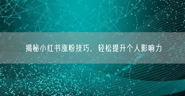 揭秘小红书涨粉技巧，轻松提升个人影响力