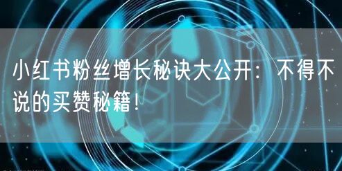 小红书粉丝增长秘诀大公开：不得不说的买赞秘籍！