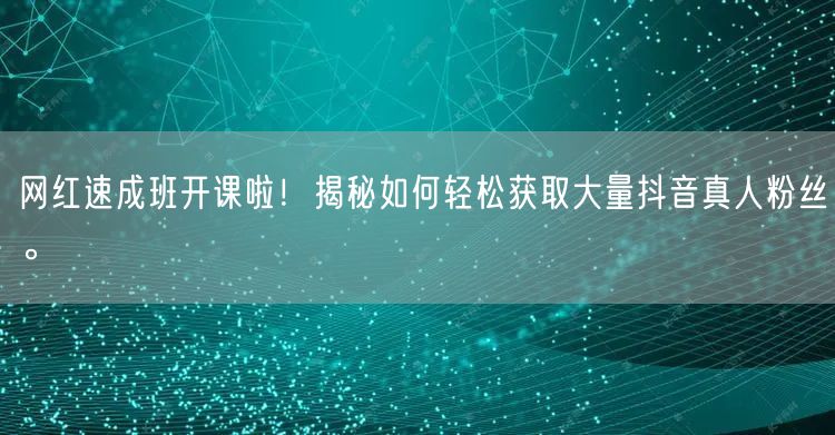 网红速成班开课啦！揭秘如何轻松获取大量抖音真人粉丝。
