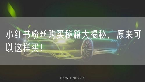 小红书粉丝购买秘籍大揭秘，原来可以这样买！