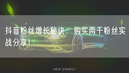 抖音粉丝增长秘诀：购买两千粉丝实战分享！