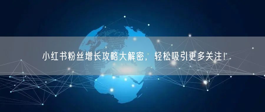小红书粉丝增长攻略大解密，轻松吸引更多关注！