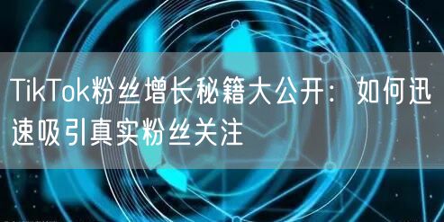 TikTok粉丝增长秘籍大公开：如何迅速吸引真实粉丝关注